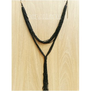 multiple strand beads black necklaces double wrist